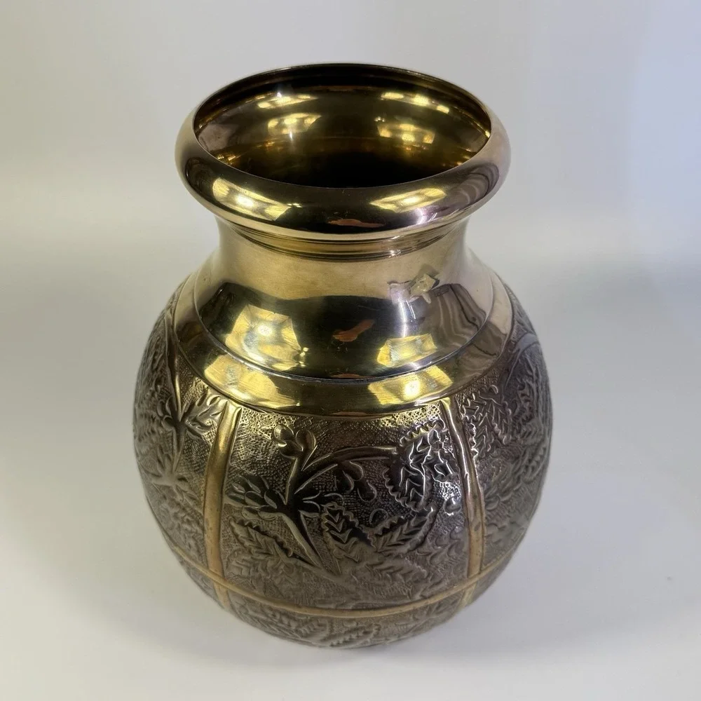 Vintage Handmade Brass Pot Vase‎ 10